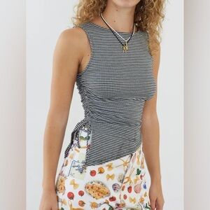 Lisa Says Gah Erin Tank Black and White Gingham Asymmetrical Sleeveless Top